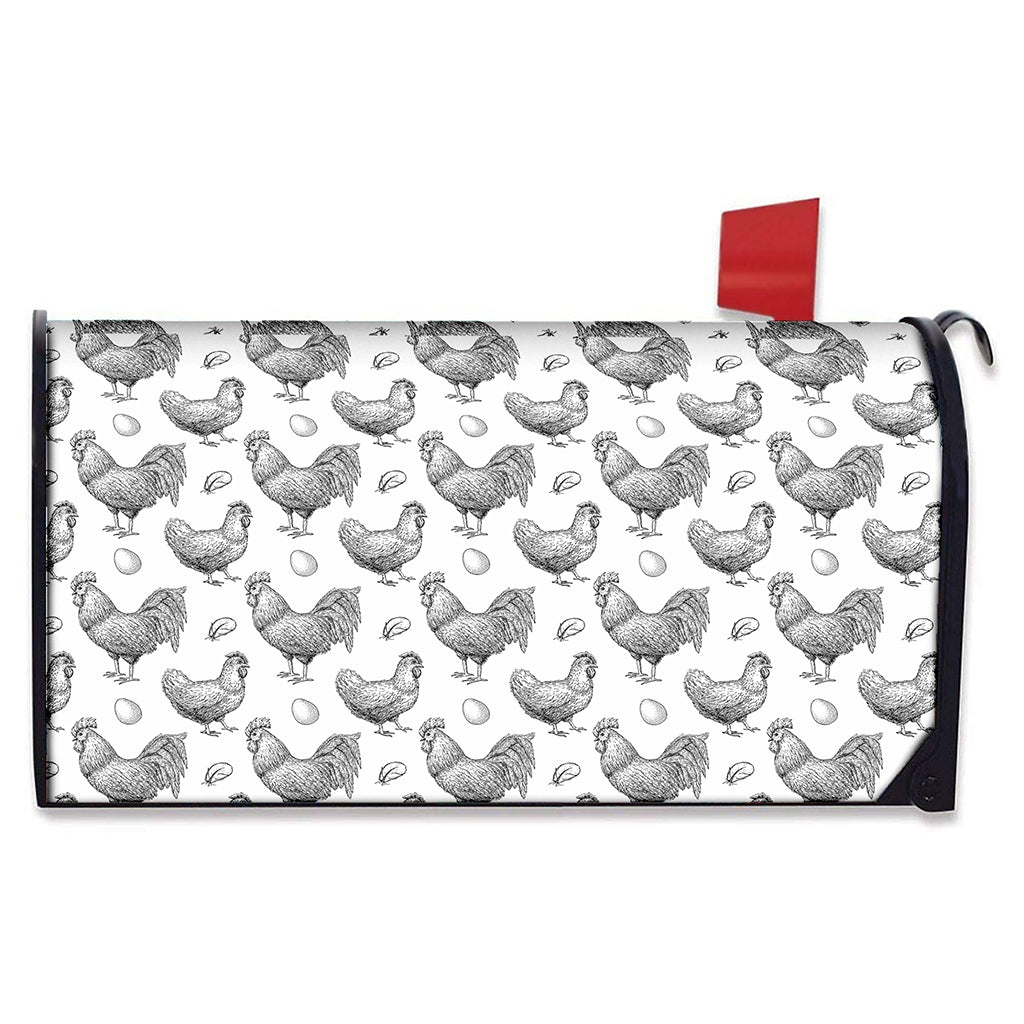 Hand Drawn Chicken Pattern Print Mailbox Cover