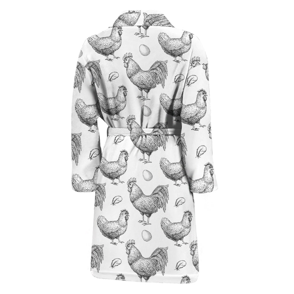 Hand Drawn Chicken Pattern Print Men's Bathrobe