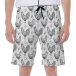 Hand Drawn Chicken Pattern Print Men's Beach Shorts