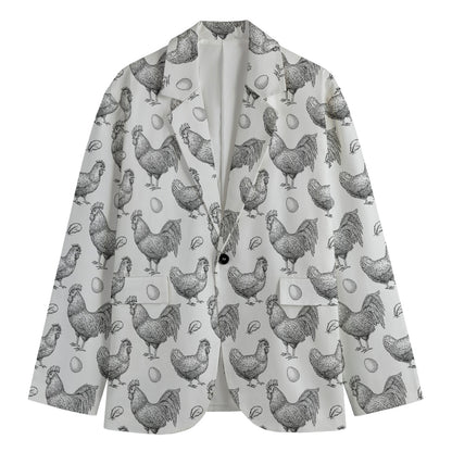 Hand Drawn Chicken Pattern Print Men's Blazer
