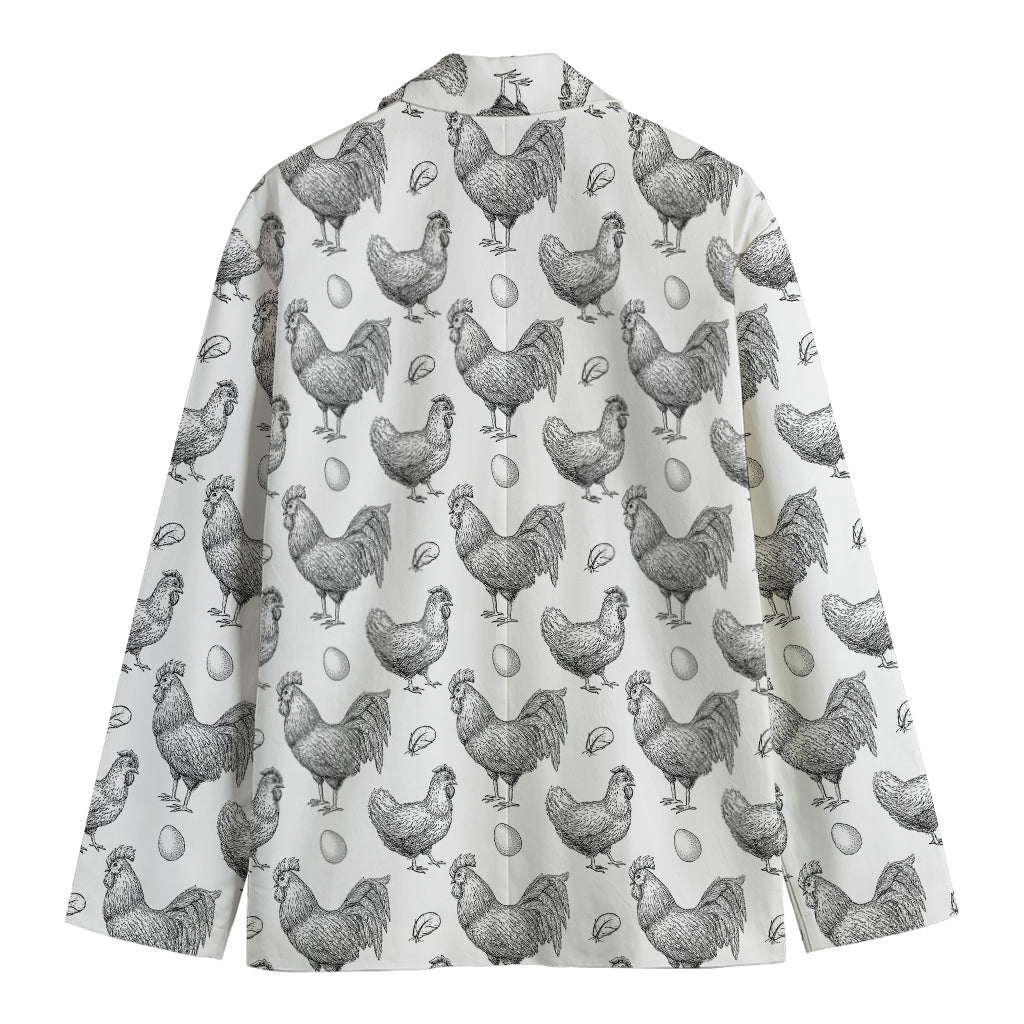 Hand Drawn Chicken Pattern Print Men's Blazer