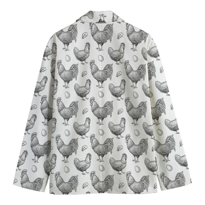 Hand Drawn Chicken Pattern Print Men's Blazer