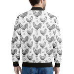 Hand Drawn Chicken Pattern Print Men's Bomber Jacket