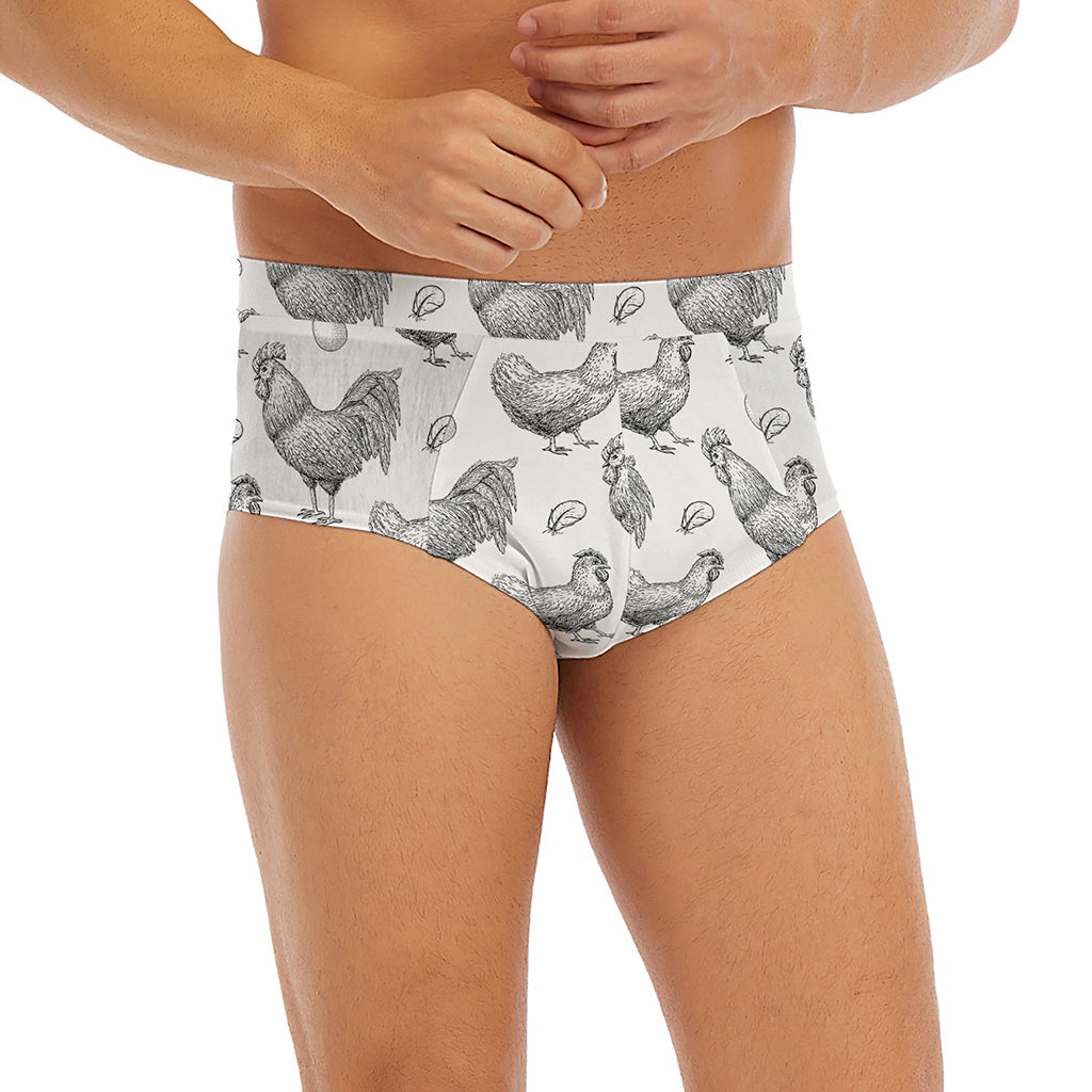Hand Drawn Chicken Pattern Print Men's Briefs