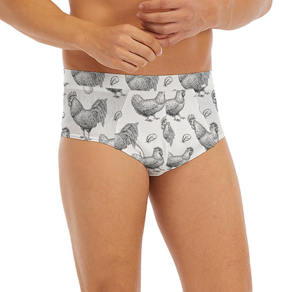Hand Drawn Chicken Pattern Print Men's Briefs