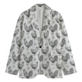 Hand Drawn Chicken Pattern Print Men's Cotton Blazer