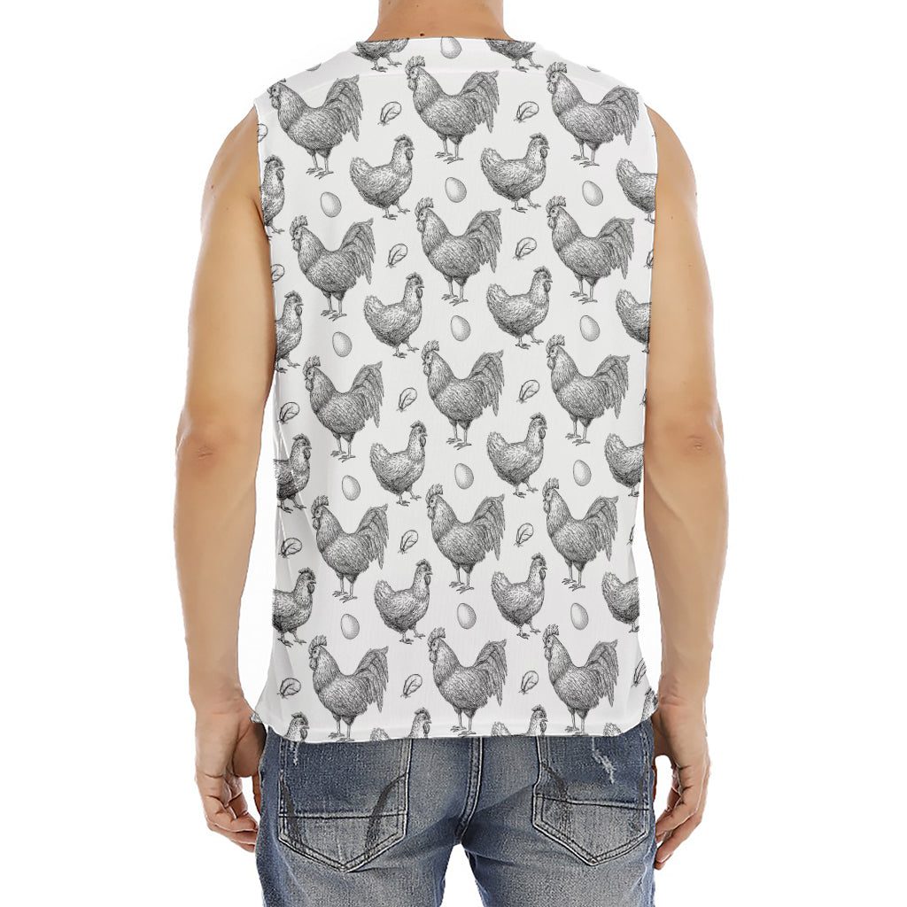 Hand Drawn Chicken Pattern Print Men's Fitness Tank Top