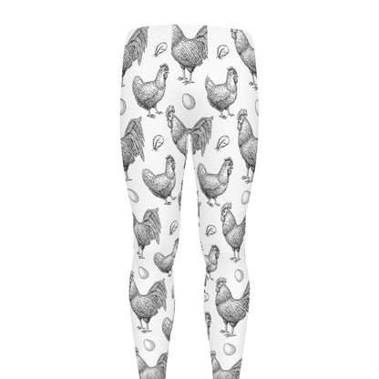 Hand Drawn Chicken Pattern Print Men's leggings