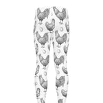 Hand Drawn Chicken Pattern Print Men's leggings