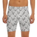 Hand Drawn Chicken Pattern Print Men's Long Boxer Briefs