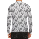 Hand Drawn Chicken Pattern Print Men's Long Sleeve Rash Guard