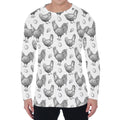 Hand Drawn Chicken Pattern Print Men's Long Sleeve T-Shirt