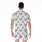 Hand Drawn Chicken Pattern Print Men's Rompers