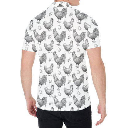 Hand Drawn Chicken Pattern Print Men's Shirt