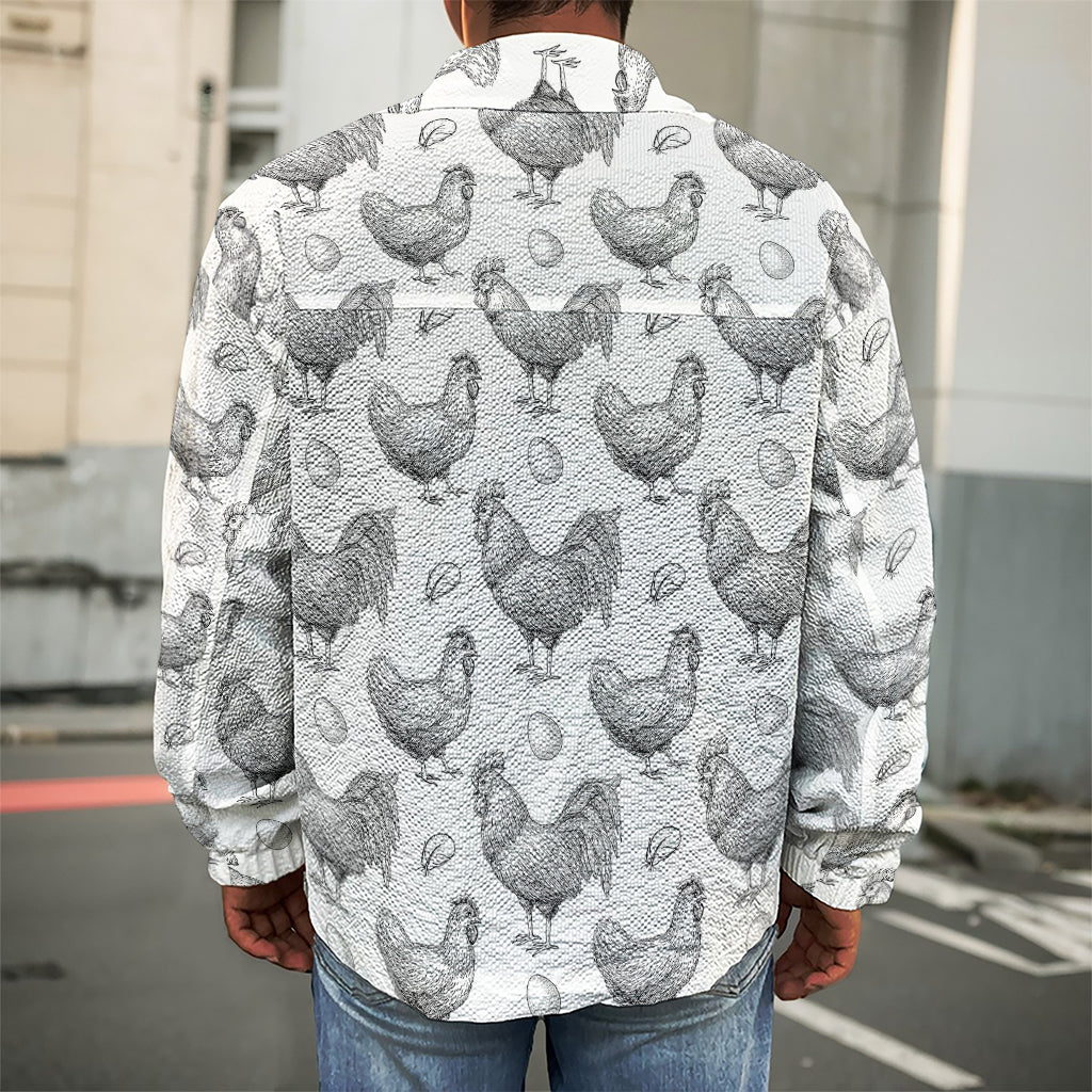 Hand Drawn Chicken Pattern Print Men's Shirt Jacket