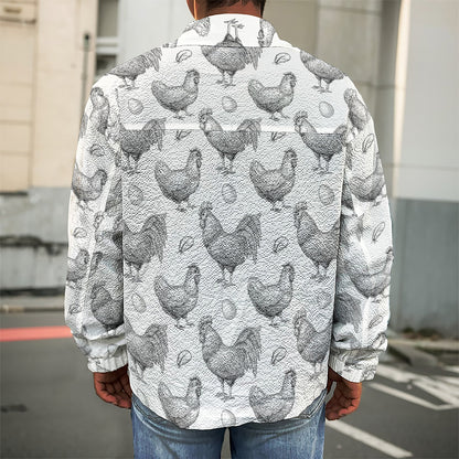 Hand Drawn Chicken Pattern Print Men's Shirt Jacket