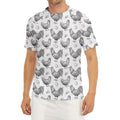 Hand Drawn Chicken Pattern Print Men's Short Sleeve Rash Guard