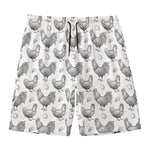 Hand Drawn Chicken Pattern Print Men's Swim Trunks