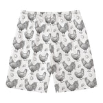 Hand Drawn Chicken Pattern Print Men's Swim Trunks