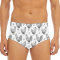 Hand Drawn Chicken Pattern Print Men's Triangle Swim Briefs