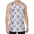 Hand Drawn Chicken Pattern Print Men's Velvet Tank Top