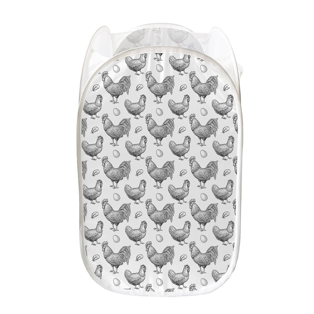 Hand Drawn Chicken Pattern Print Mesh Laundry Hamper