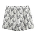 Hand Drawn Chicken Pattern Print Mesh Shorts