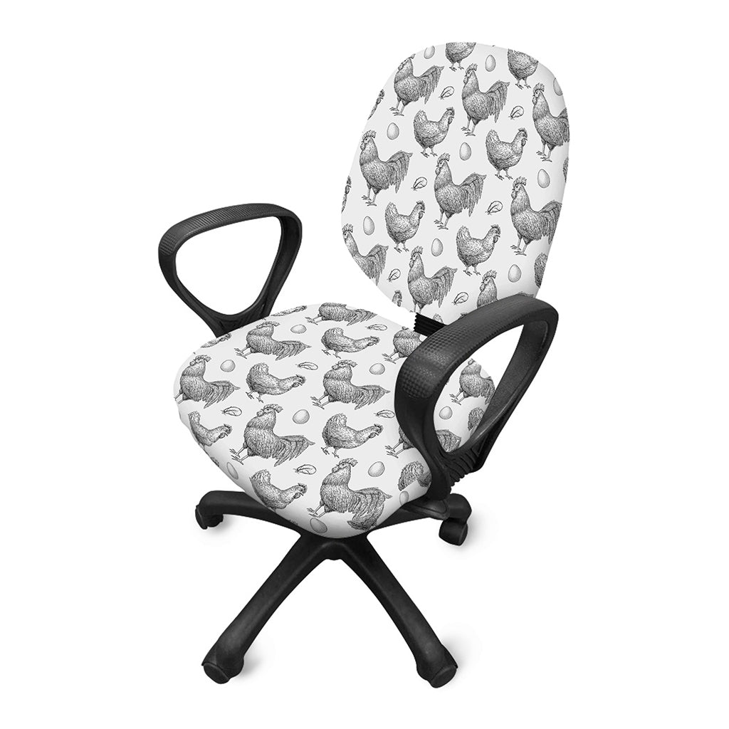 Hand Drawn Chicken Pattern Print Office Chair Cover
