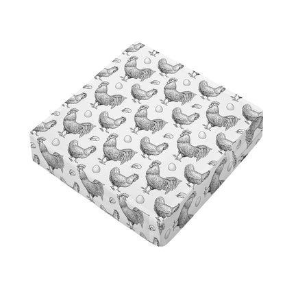 Hand Drawn Chicken Pattern Print Outdoor Seat Cushion Cover