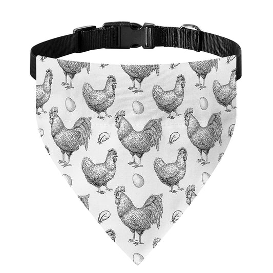 Hand Drawn Chicken Pattern Print Over The Collar Dog Bandana