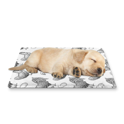 Hand Drawn Chicken Pattern Print Pet Cooling Mat Cover