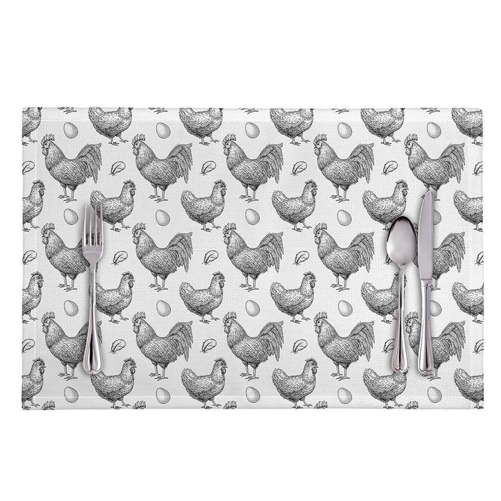 Hand Drawn Chicken Pattern Print Placemat
