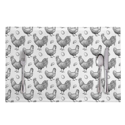 Hand Drawn Chicken Pattern Print Placemat