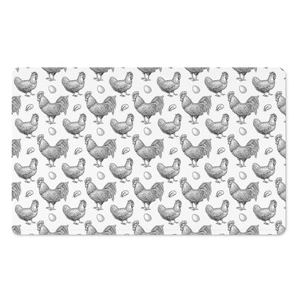 Hand Drawn Chicken Pattern Print Polyester Doormat