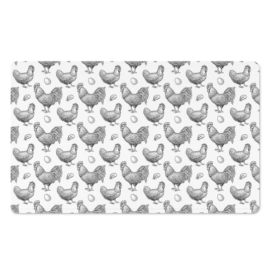 Hand Drawn Chicken Pattern Print Polyester Doormat