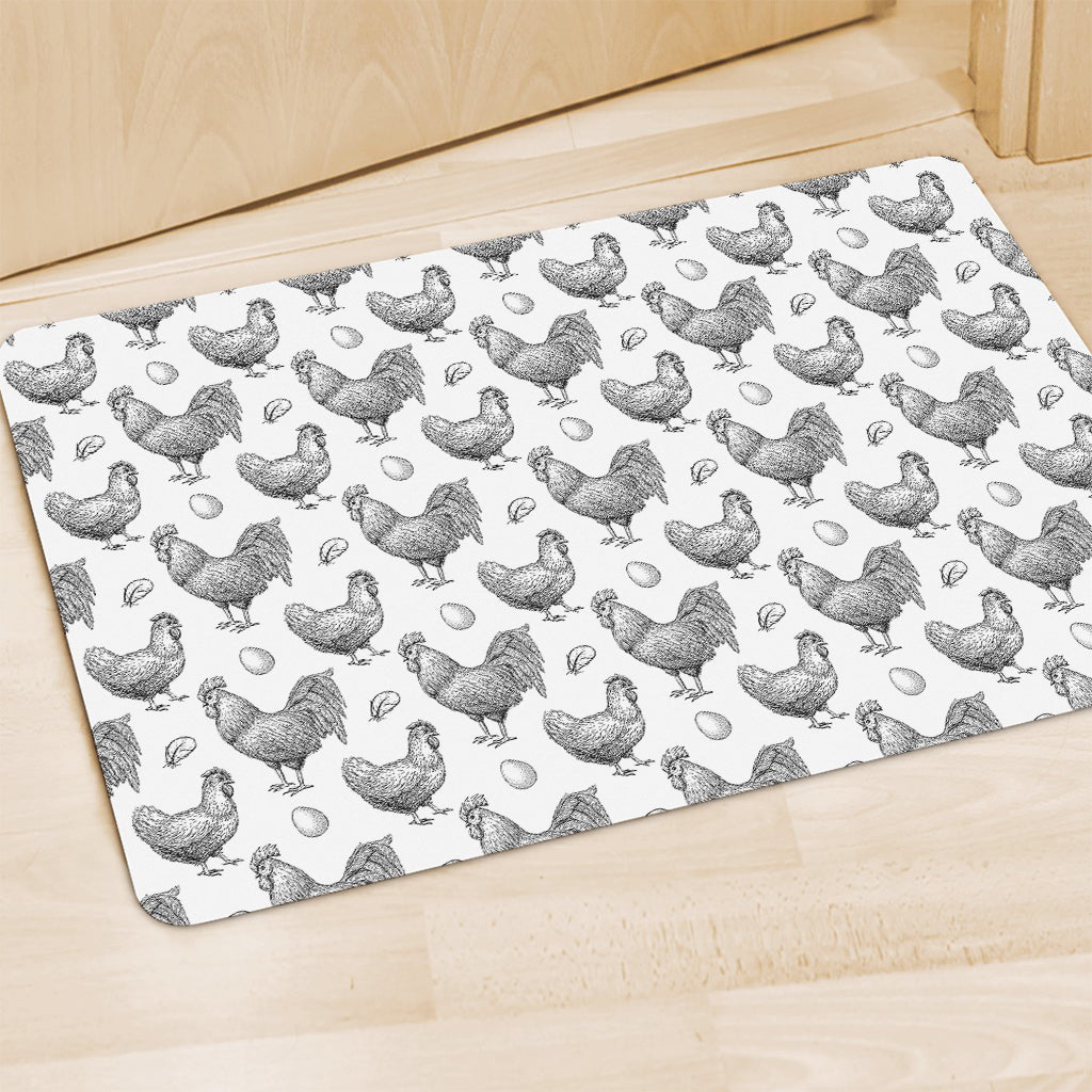 Hand Drawn Chicken Pattern Print Polyester Doormat