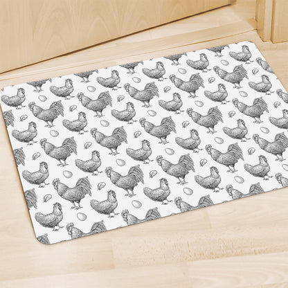 Hand Drawn Chicken Pattern Print Polyester Doormat