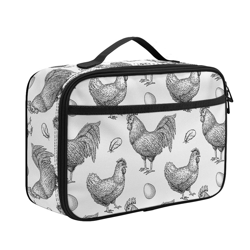 Hand Drawn Chicken Pattern Print Portable Lunch Bag