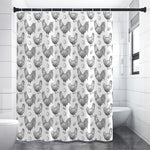 Hand Drawn Chicken Pattern Print Premium Shower Curtain