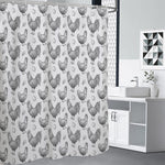 Hand Drawn Chicken Pattern Print Premium Shower Curtain