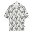 Hand Drawn Chicken Pattern Print Rayon Hawaiian Shirt