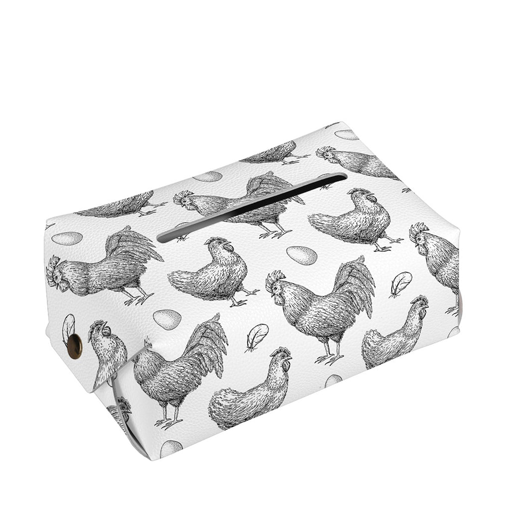 Hand Drawn Chicken Pattern Print Rectangle Tissue Box Cover