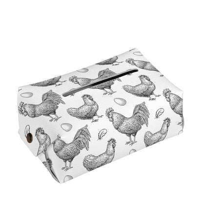 Hand Drawn Chicken Pattern Print Rectangle Tissue Box Cover