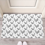 Hand Drawn Chicken Pattern Print Rubber Doormat
