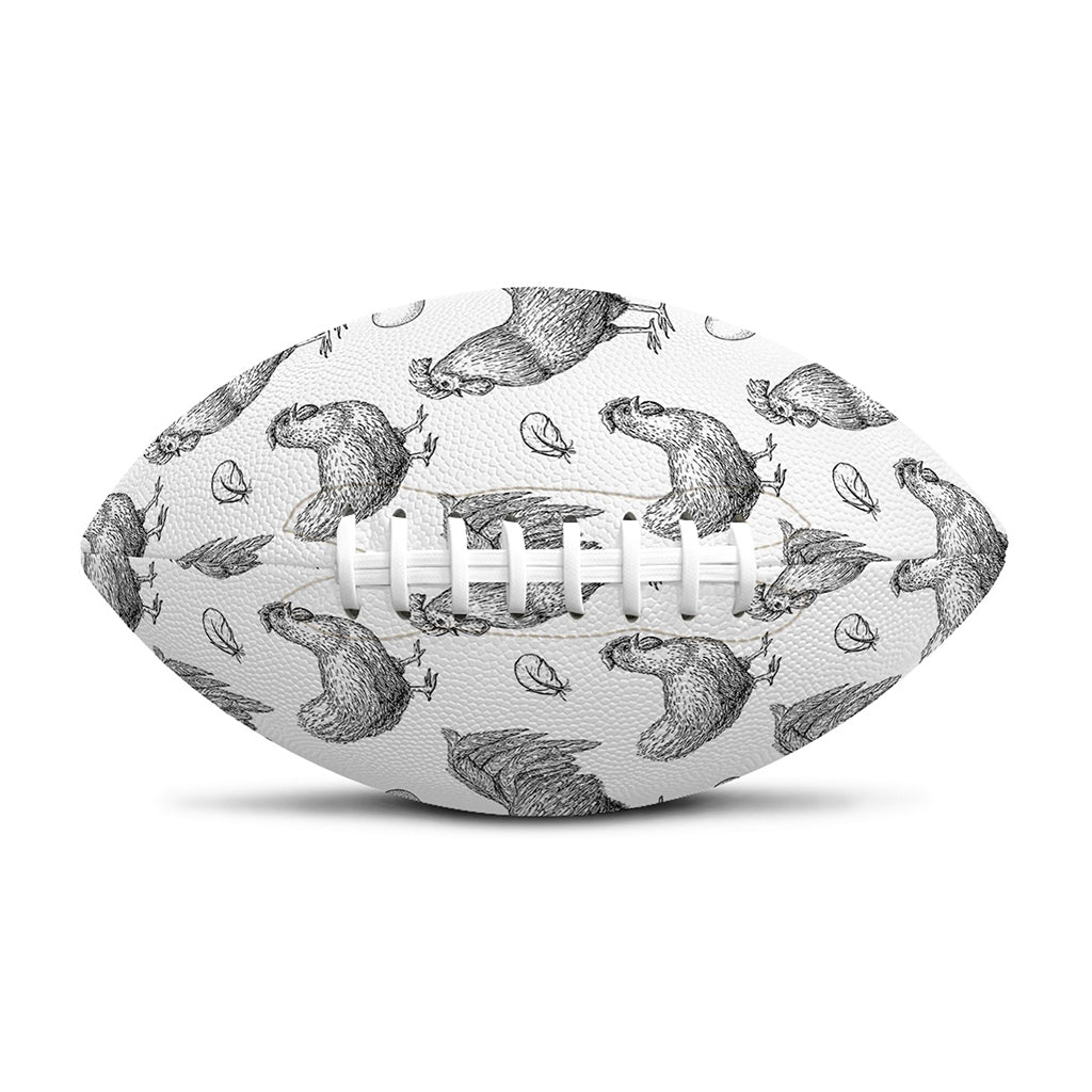 Hand Drawn Chicken Pattern Print Rugby Ball