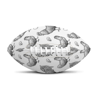 Hand Drawn Chicken Pattern Print Rugby Ball