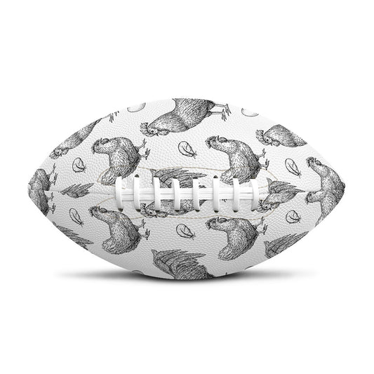 Hand Drawn Chicken Pattern Print Rugby Ball