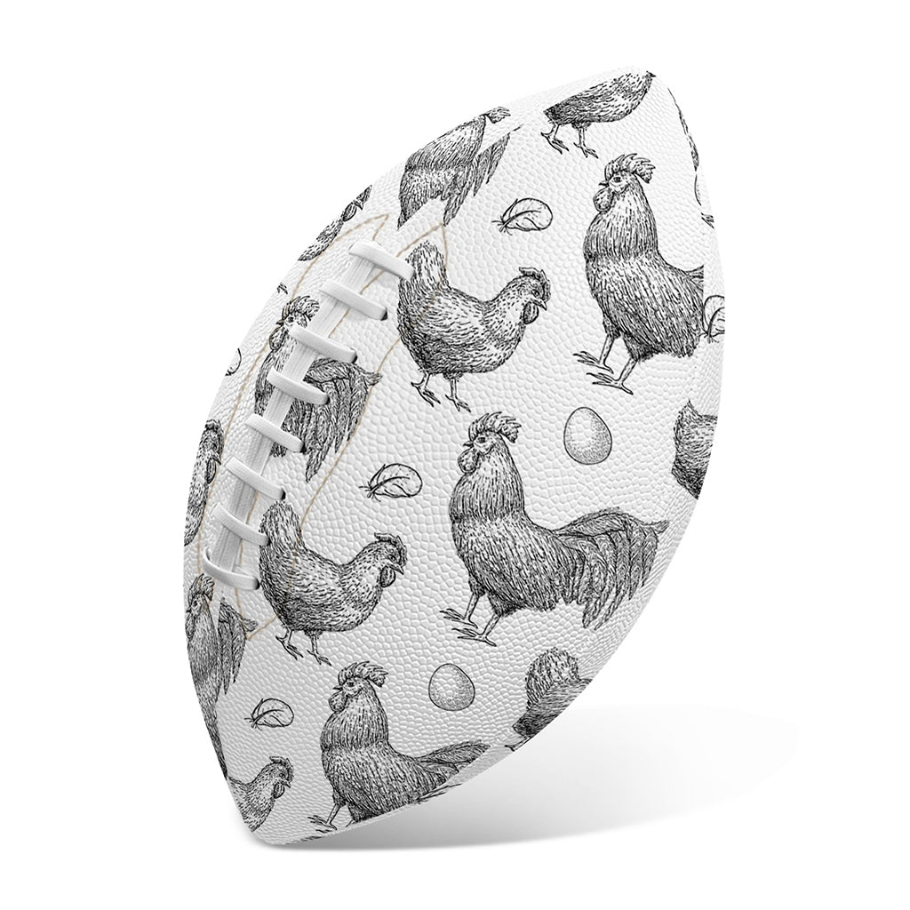 Hand Drawn Chicken Pattern Print Rugby Ball