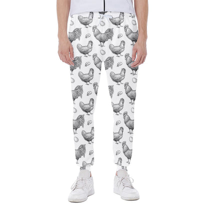 Hand Drawn Chicken Pattern Print Scuba Joggers