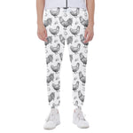 Hand Drawn Chicken Pattern Print Scuba Joggers